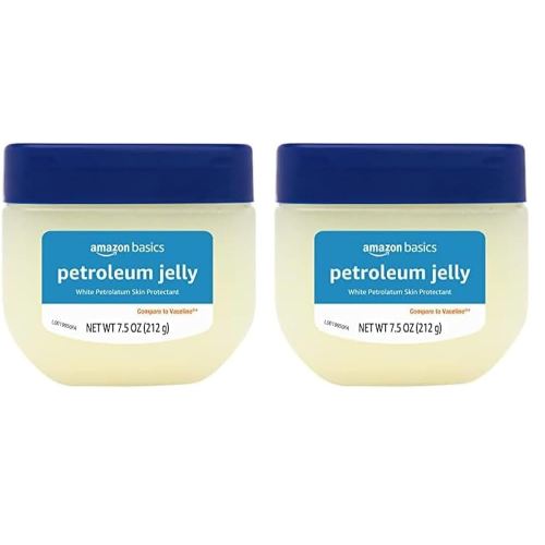 Amazon Basics Petroleum Jelly White Petrolatum Skin Protectant, Unscented, 7.5 oz, 2-Pack, (Previously Solimo)