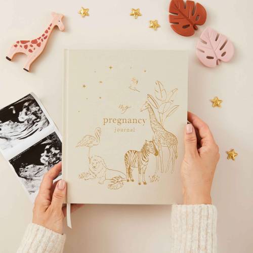 My Pregnancy Journal, Expectant Mother Gift, Pregnancy Planner - Safari - gift for parents to be, pregnancy record book w/gilded edges
