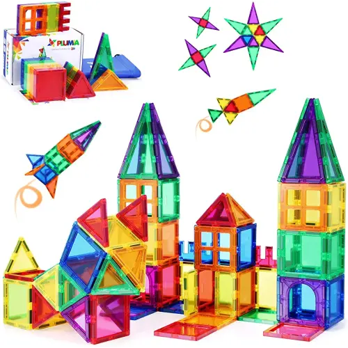 PLUMIA Magnets for Kids STEM Learning Toys 3D Building Magnetic Blocks Construction Magnet Toys for 3 Years Old Boys and Girls Montessori Toys for Toddlers