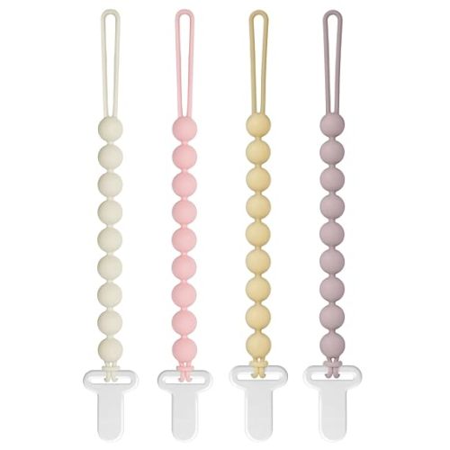 Pacifier Clips Baby Girls - Draklary 4 Pack Paci Clip Silicone Soothe Baby Binky Holder for Newborn Essentials Shower Birthday Gift Scenes