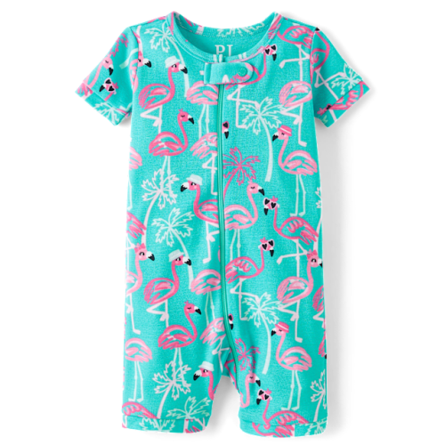 Baby And Toddler Girls Animal Mermaid Snug Fit Cotton Cropped One Piece Pajamas - Aqua