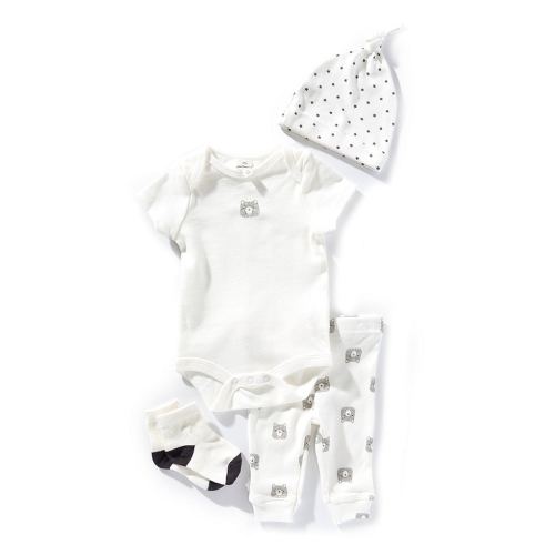 Starting Out Baby Boys Bear Short Sleeve Bodysuit Top, Pants, Beanie & Socks Set