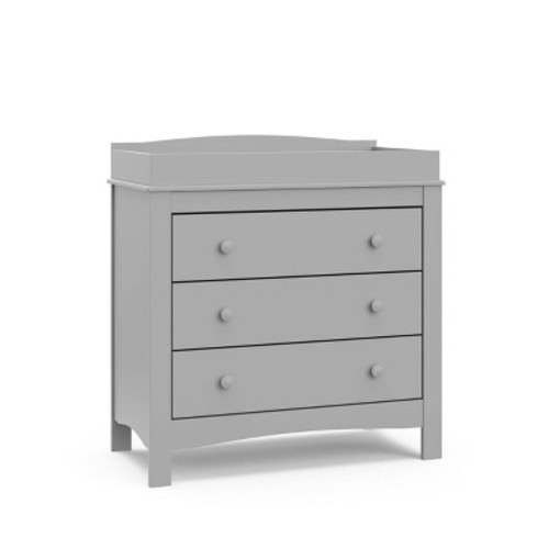 Graco Noah 3 Drawer Dresser with Changing Table Topper and Interlocking Drawers, Color: Pebble Gray
