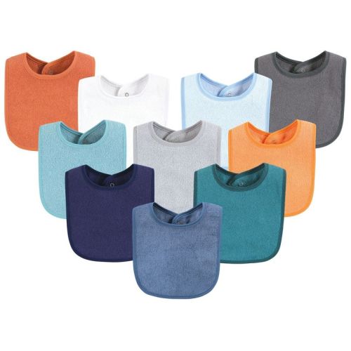 Hudson Baby Infant Boy Drooler Bib with Waterproof Lining, Blue Orange, One Size