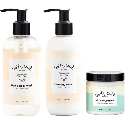 TUBBY TODD 3-Step Baby Bath & Skincare Routine - The Regulars Bundle - 8.5oz Baby Shampoo and Body Wash, 8.5oz Everyday Lotion & 3.5oz All Over Ointment - Fragrance-Free