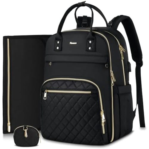 MOMUVO Diaper Backpack for Women Large Capacity with Insulated Pockets Diaper Bags For Baby Girl Boy Waterproof Baby Bags