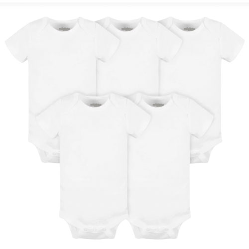 5 Pack Short Sleeve White Bodysuits 6 Months