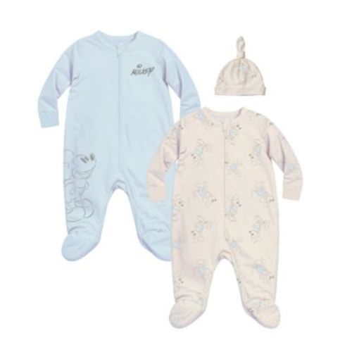 Baby Boys' Mickey Mouse Print Coverall and Hat, 2-Piece Set