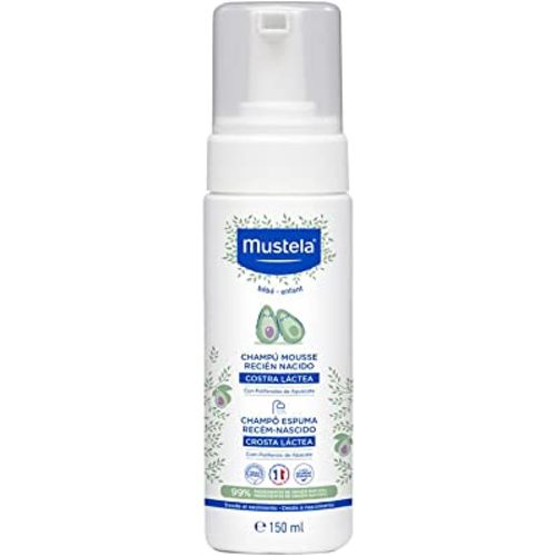 Mustela Cradle Cap Foam Shampoo for Newborn - Baby Shampoo with Natural Avocado - Tear-Free & Fragrance-Free - 5.07 fl. oz.