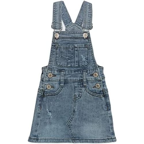 KIDSCOOL SPACE Baby Little Girls Skirt,Ripped Soft Strechy Denim Girls Summer Overalls Dress