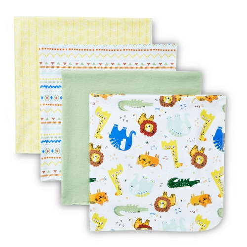 Parent's Choice Cotton Flannel Receiving Blankets for Baby Boys and Girls, Jungle, 4-Pack