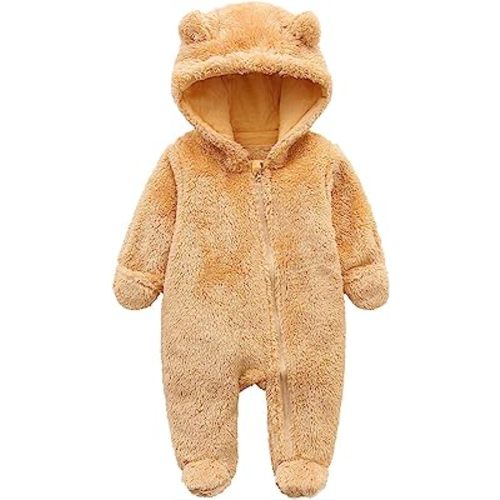 Newborn Baby Jumpsuit Hooded Fleece Rompers Long Sleeve Onesies Outwear Outfits