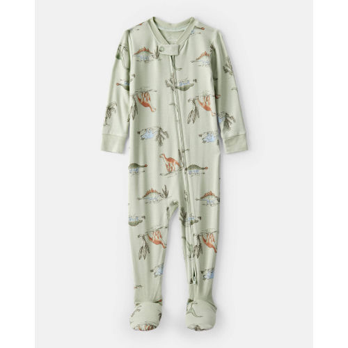 Baby Boy Dinosaur Print PurelySoft Long-Sleeve 2-Way Zip 1-Piece Pajamas - Green - Carter's | Carter's