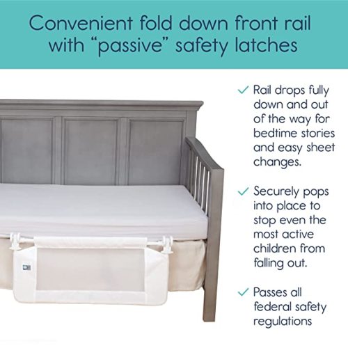 hiccapop Convertible Bed Rail Guard with Reinforced Anchor Safety for Crib, Toddlers,Baby - White