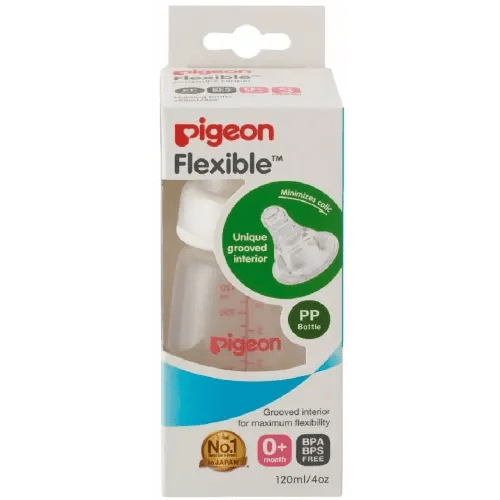 Pigeon Slim Neck PP Bottle with Flexible Peristaltic Teat - 120ml | Baby Bunting AU