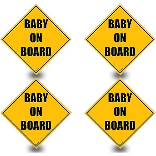 4 Pack of Baby on Board Reflective Magnetic Signs for Car