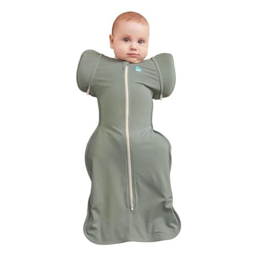 Love to Dream Swaddle Up Transition Swaddle, Patented Zip-Off Wings, Gently Help Baby Transition from Being Swaddled to Arms Free When Showing Signs of Rolling, 1.0 TOG, 13-19 lbs, Deep Olive