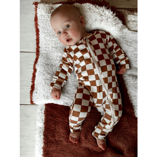 Organic 2-Way Checker Zipper Romper