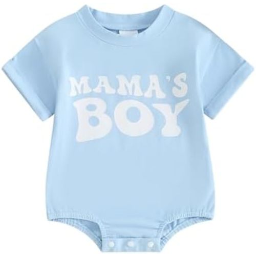 Newborn Infant Baby Boy Summer Outfit Mamas Boy Baby Clothes Boy Oversized Romper Shirts Short Sleeve Onesie