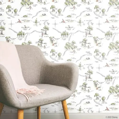 Disney Winnie The Pooh 100 Acre Wood Map Peel & Stick Wallpaper by RoomMates, RMK12440RL