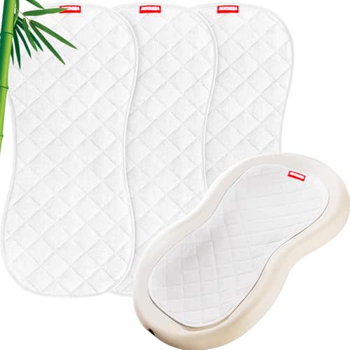 Moonsea Quilted Thicker Changing Pad Liner 3 Pack Waterproof, Fit for Changing Pad Liners are Warm On a Baby's Back Non-Slip Design Reusable Pads Machine Washable, White