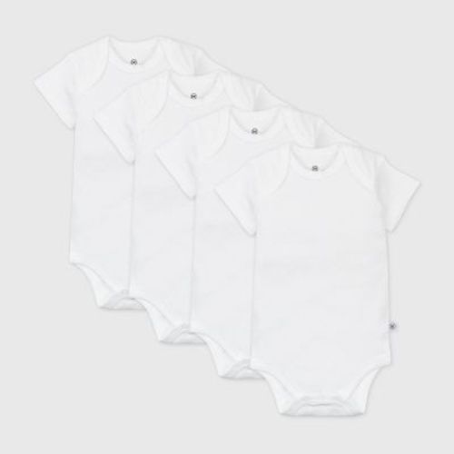 Honest Baby 4pk Organic Cotton Short Sleeve Bodysuit - White, Size: Newborn