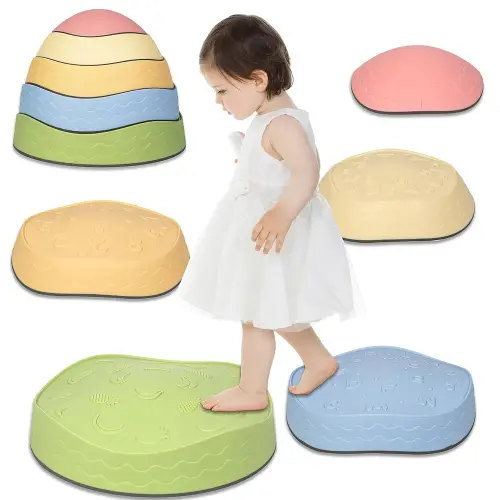 Stepping Stones for Kids, 5pcs Toddler Stepping Stones, Playroom Essentials Kids Stepping Stones, Toddler Sensory Toys Montessori Toys, Non-Slip, Easy to Store, Graphical Cognition