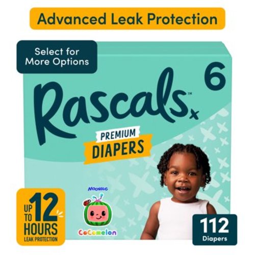 Rascals Baby Diapers CoComelon Edition, Size 6, 112 Count