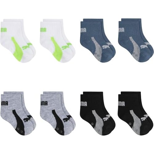 PUMA Baby 8-pack Anklet Socks, Lightweight & Comfort-toe, Footbed Gripper