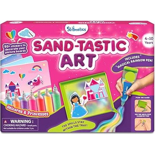 Skillmatics Art & Craft Activity - Sand-Tastic Art Unicorns & Princesses, Sand Art for Kids, Craft Kits & Supplies, DIY Creative Activity, Gifts for Girls & Boys Ages 4, 5, 6, 7, 8, 9, 10