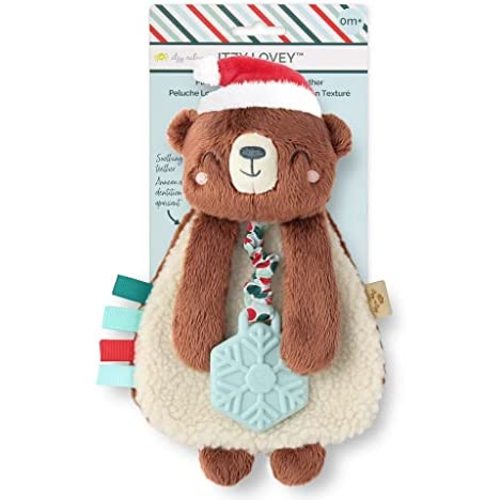 Itzy Ritzy - Itzy Lovey Including Teether, Textured Ribbons & Dangle Arms; Features Crinkle Sound, Sherpa Fabric and Minky Plush; Cocoa The Bear