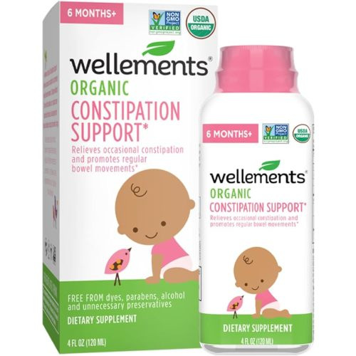 Wellements Organic Baby Constipation Support | Relieves Occasional Constipation for Infants & Toddlers*, No Harsh Laxatives, USDA Certified Organic | 4 Fl Oz, 6 Months + - 4 Fl Oz (Pack of 1)