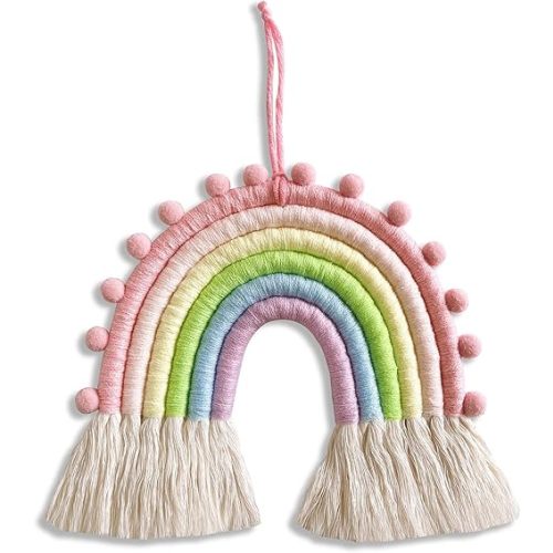 Boho Macrame Rainbow Wall Hanging for Baby Room, Nursery, Home Decor - Baby Shower Decoration