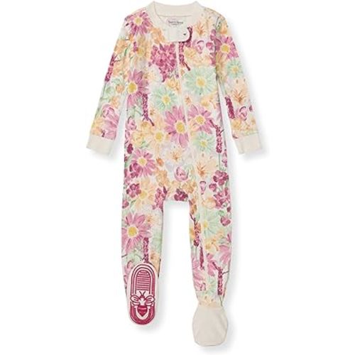 Burt's Bees Baby baby-girls Sleeper Pajamas, Zip Front Non-slip Footed Sleeper Pjs