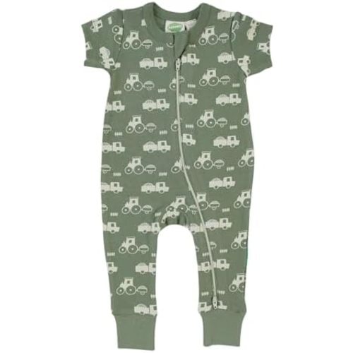 PARADE Organic Signature Print '2-Way' Zip Romper Short Sleeve