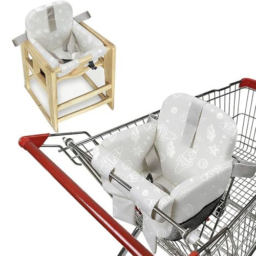 Shopping Cart Cover for Baby,High Chair Cover-Space | Swing Insert with Thigh Cushion, Hands-Free Safety Harness, Machine Washable Reusable Liner, Oversized Diaper Pocket