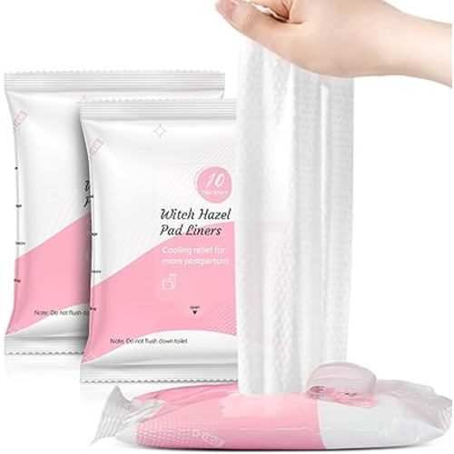 UHdod Perineal Witch Hazel Cooling Pads Liners 3 Packs, Full-Length Witch Hazel Pads Liners for Postpartum Care, Postpartum Essentials | Provides Cooling Comfort for Perineal Area - 36 Counts