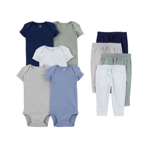 Baby 9-Piece Short-Sleeve Bodysuits & Pull-On Pants Set