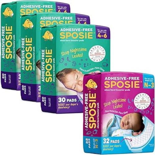 Sposie Diaper Booster Pads - Diaper Pads Inserts Overnight, Cloth Diaper Inserts and Overnight Diapers Size 4-6 and N-3, Diaper Liners Baby Products