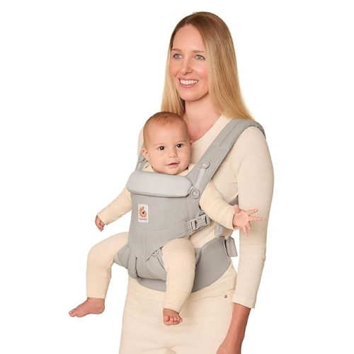 Ergobaby Omni Classic Baby Carrier for Newborn to Toddlers 0-48 Months (7-45 lbs) - 4-Position 100% Premium Cotton Baby Carrier with Ergonomic Support - Pearl Grey