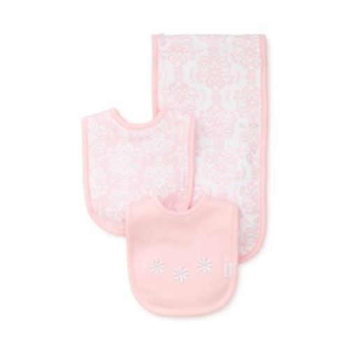 Baby Girls Patterned Bib and Burp Cloth Set