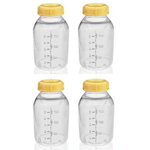 Medela Breast Milk Collection Storage Feeding Bottle w/ Lid 5 Oz/ 150 Ml X4