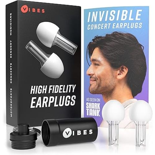 Vibes High-Fidelity Earplugs - Invisible Ear Plugs for Concerts, Musicians, Motorcycles, Airplanes, Raves, Work Noise Reduction, Hearing Protection - Fits Small Medium Large - As Seen On Shark Tank