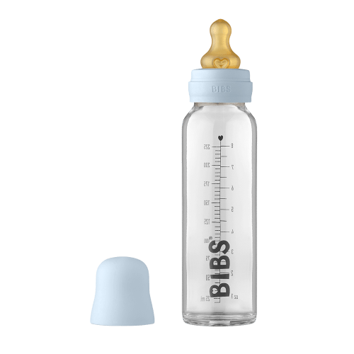 Baby Glass Bottle Complete Set 225ml - Baby Blue