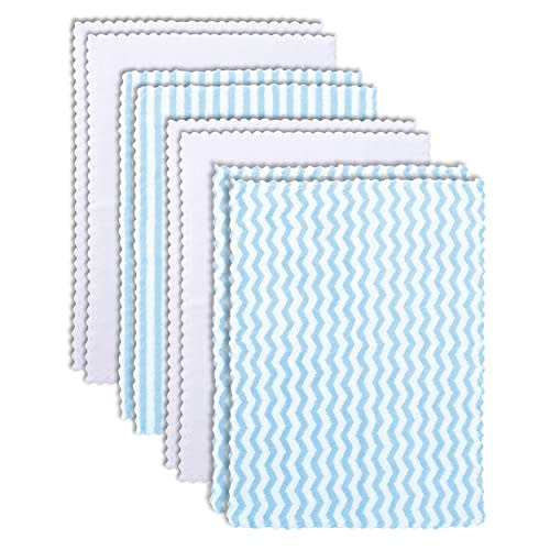 8 Pack Super Soft Baby Burp Cloths, Baby Washcloths, Ultra Absorbent Large Newborn Burping Cloth for Boy and Girl, Milk Spit Up Rags, Unisex for Baby Sensitive Skin, Aquamarine and White,16 × 12 Inch