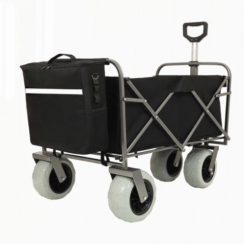 Wateday Beach Wagon with Big Wheels for Sand 500lbs capacity - All Terrain Steel Frame Utility Cart with 9" Pneumatic Tires, Collapsible Folding Design ,strap with multiuse bag ,black | Wayfair