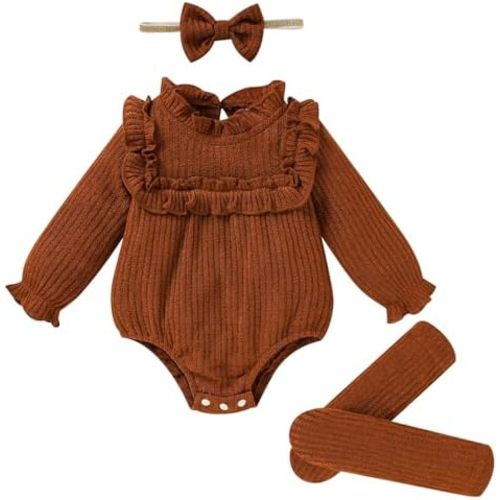 GRNSHTS Newborn Baby Girl Clothes Ruffle Rompers Toddler Fall Outfits for Girls Set Little Girl Fall Winter Clothing
