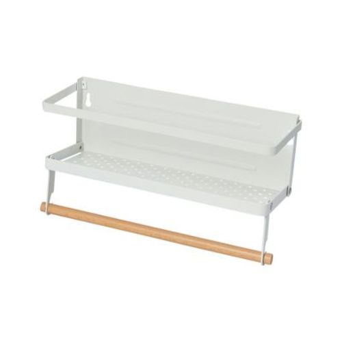 Metal Magnetic Spice Rack With Paper Towel Holder, White