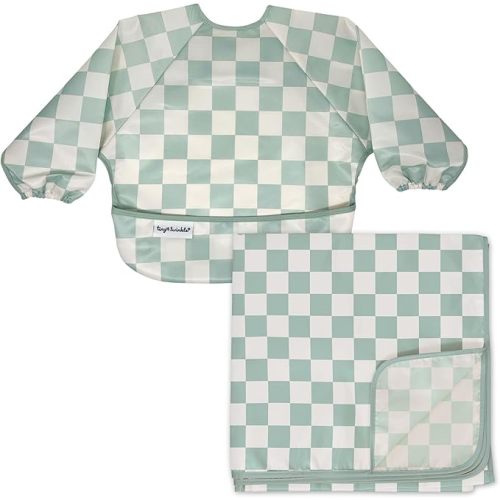 Tiny Twinkle Mess-proof Splat Mat and Full Sleeve Bib, machine washable, babies and toddlers 6-24 months