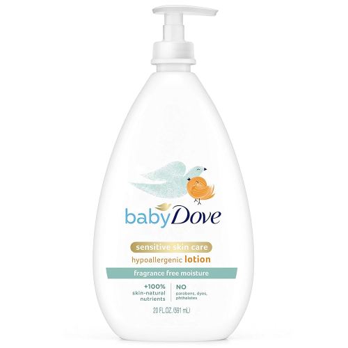 Baby Dove Face and Body Lotion for Sensitive Skin Moisture Fragrance-Free Baby Lotion 20 oz